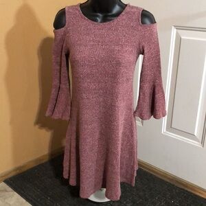 Pink&Violet Girls’ Sweater Top Mauve Size 16 Open Shoulders & Bell Sleeves